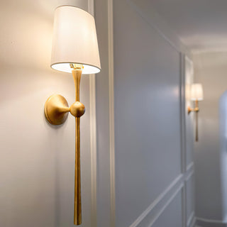 Dagny Sculpted Brass Fabric Wall Light