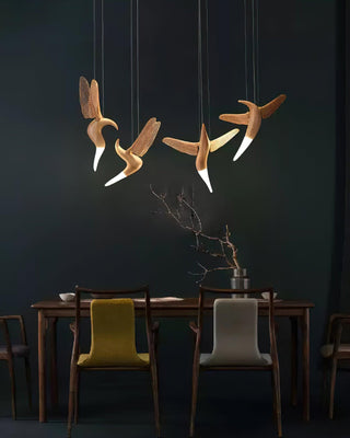 Avis Volitant Wood Chandelier