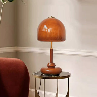 Domari Amber Glass Dome Table Lamp