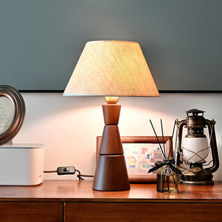 Donicio Sculpted Wood Fabric Table Lamp