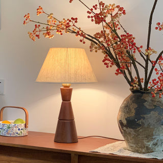 Donicio Sculpted Wood Fabric Table Lamp