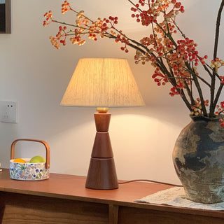 Donicio Sculpted Wood Fabric Table Lamp