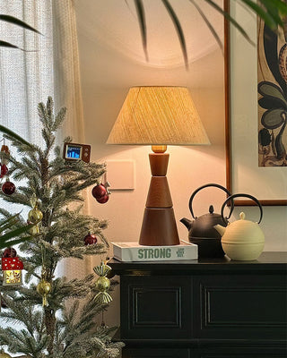 Donicio Sculpted Wood Fabric Table Lamp