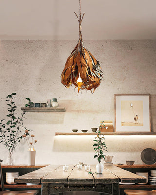Double Sided Leaf Organic Natural Leaves Pendant Light
