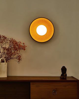 Jasper Minimalist Ceramic Disc Wall Sconce