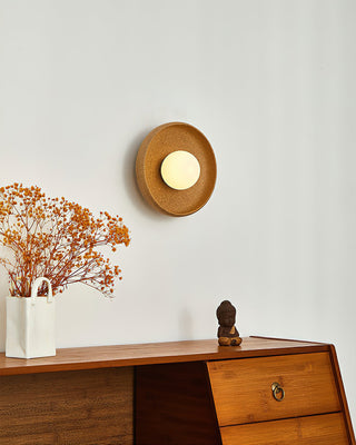 Jasper Minimalist Ceramic Disc Wall Sconce