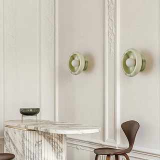 Eclipse Jade Art Deco Natural Jade Wall Sconce