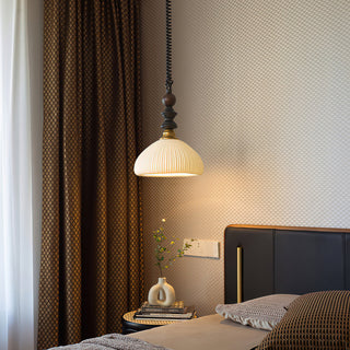 Econiko Vintage Wood & Brass Pendant Light