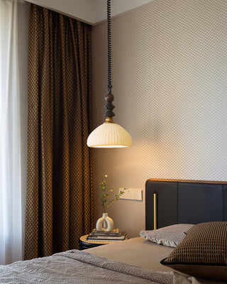 Econiko Vintage Wood & Brass Pendant Light