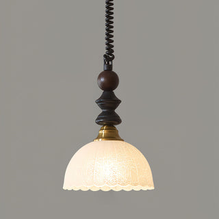 Econiko Vintage Wood & Brass Pendant Light
