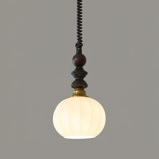 Econiko Vintage Wood & Brass Pendant Light