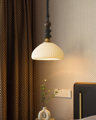 Econiko Vintage Wood & Brass Pendant Light