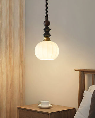 Econiko Vintage Wood & Brass Pendant Light