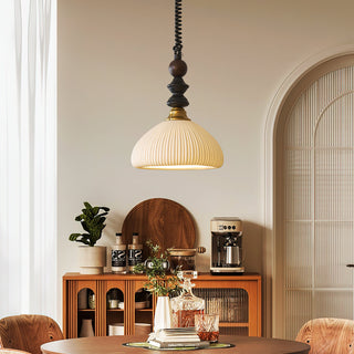 Econiko Vintage Wood & Brass Pendant Light