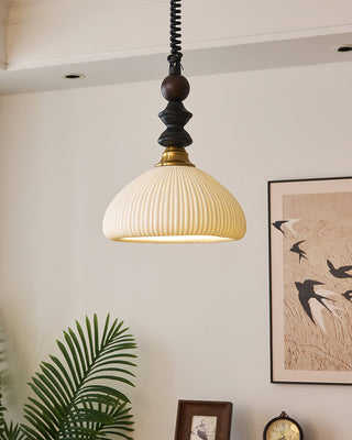 Econiko Vintage Wood & Brass Pendant Light