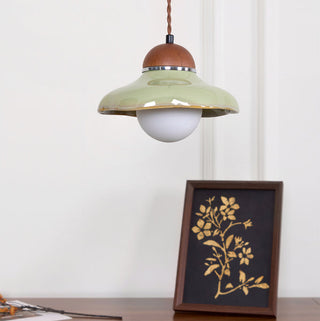Edmund Retro Wood Glass Pendant Light