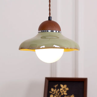 Edmund Retro Wood Glass Pendant Light