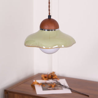 Edmund Retro Wood Glass Pendant Light