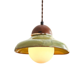 Edmund Retro Wood Glass Pendant Light