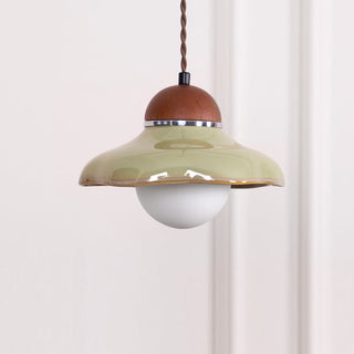 Edmund Retro Wood Glass Pendant Light