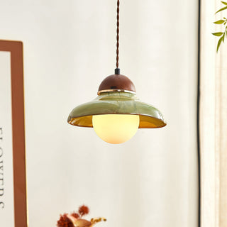 Edmund Retro Wood Glass Pendant Light