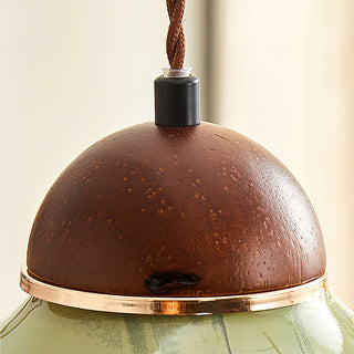 Edmund Retro Wood Glass Pendant Light