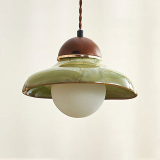 Edmund Retro Wood Glass Pendant Light