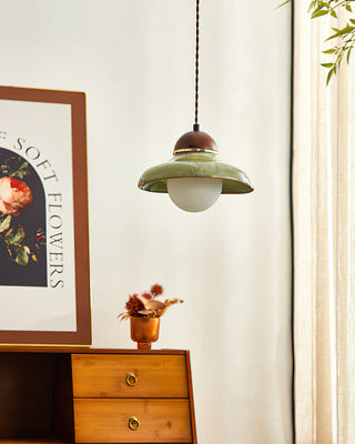 Edmund Retro Wood Glass Pendant Light