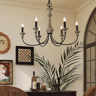 Kael Farmhouse Wood Chandelier