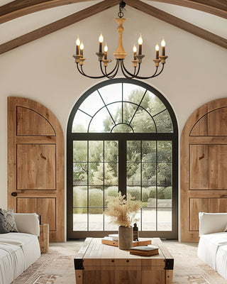 Kael Farmhouse Wood Chandelier
