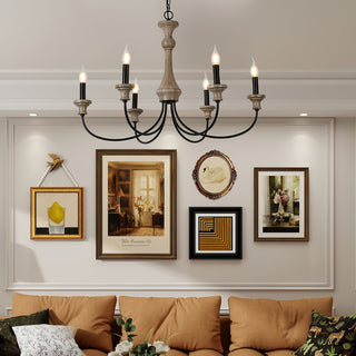 Kael Farmhouse Wood Chandelier