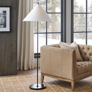 Ellis Modern Brass Fabric Floor Lamp
