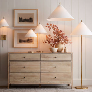 Ellis Modern Brass Fabric Floor Lamp