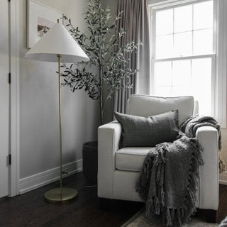 Ellis Modern Brass Fabric Floor Lamp