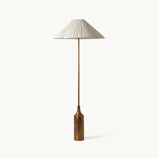 Elodie Bottle Brass Pleated Fabric Floor Lamp