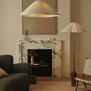 Elodie Bottle Brass Pleated Fabric Floor Lamp