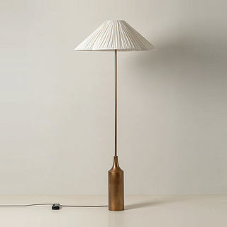 Elodie Bottle Brass Pleated Fabric Floor Lamp
