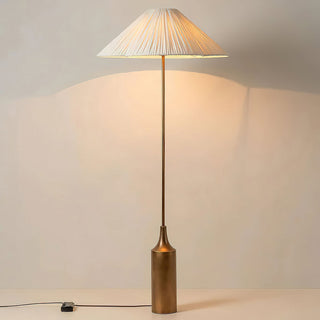 Elodie Bottle Brass Pleated Fabric Floor Lamp
