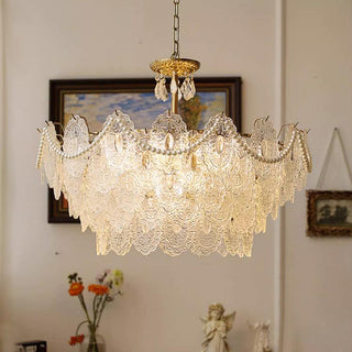 Embossed Pearls Luxury Crystal Chandelier