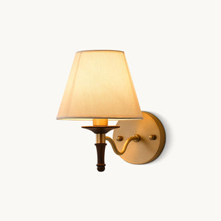 Eryn Brass Wood Fabric Wall Light
