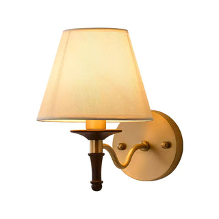 Eryn Brass Wood Fabric Wall Light