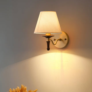Eryn Brass Wood Fabric Wall Light