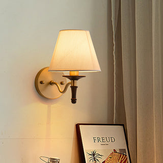 Eryn Brass Wood Fabric Wall Light