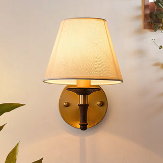 Eryn Brass Wood Fabric Wall Light