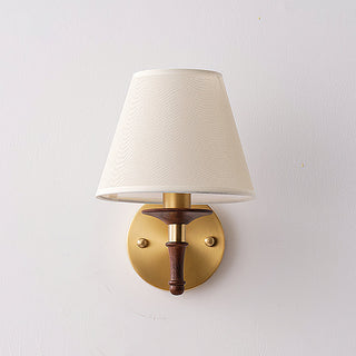 Eryn Brass Wood Fabric Wall Light