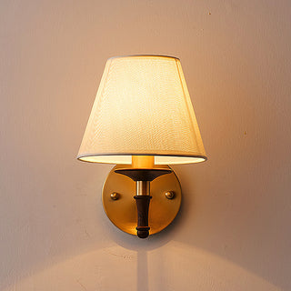 Eryn Brass Wood Fabric Wall Light