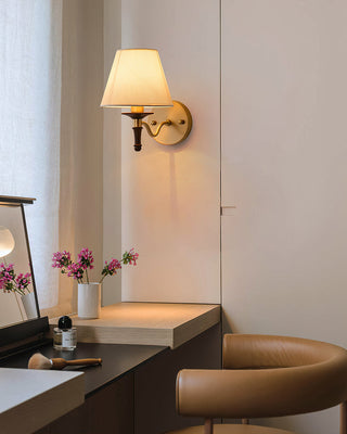 Eryn Brass Wood Fabric Wall Light