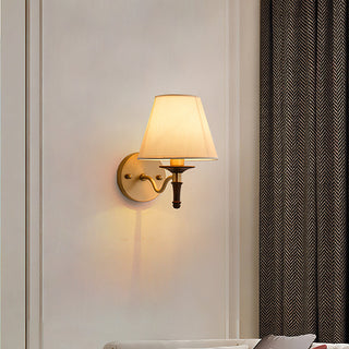 Eryn Brass Wood Fabric Wall Light