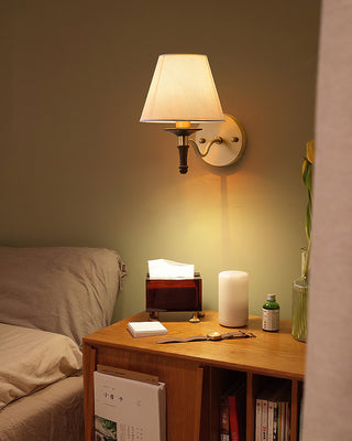 Eryn Brass Wood Fabric Wall Light