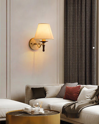 Eryn Brass Wood Fabric Wall Light